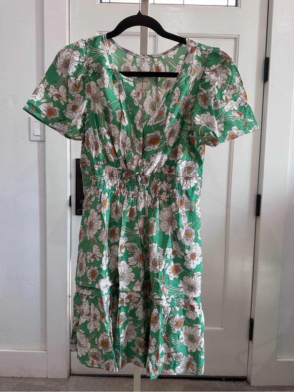 Umgee Green Floral Short Sleeve Dress